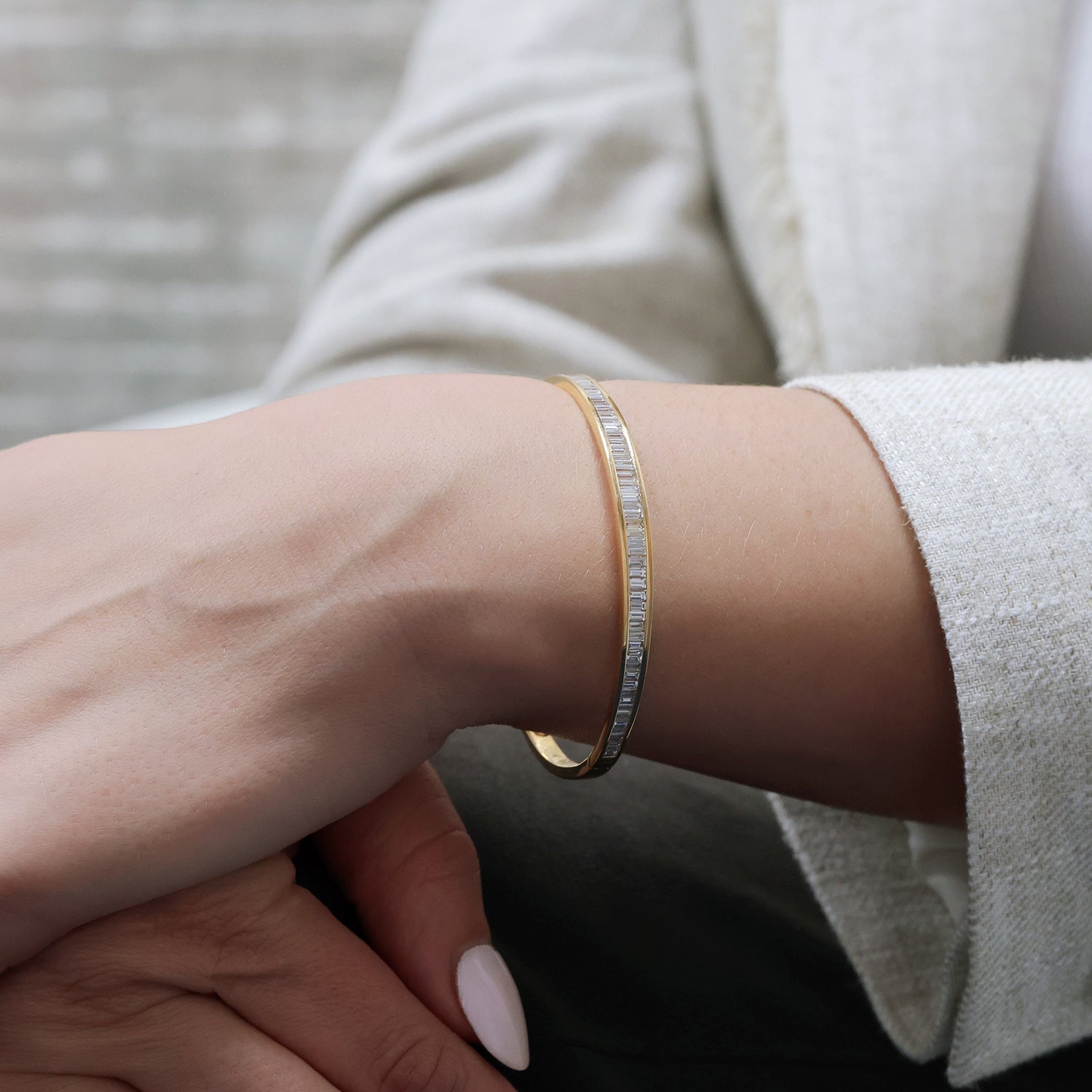 Berry's 18ct Rose Gold Baguette Cut Diamond Channel Set Bangle - Berry's Jewellers