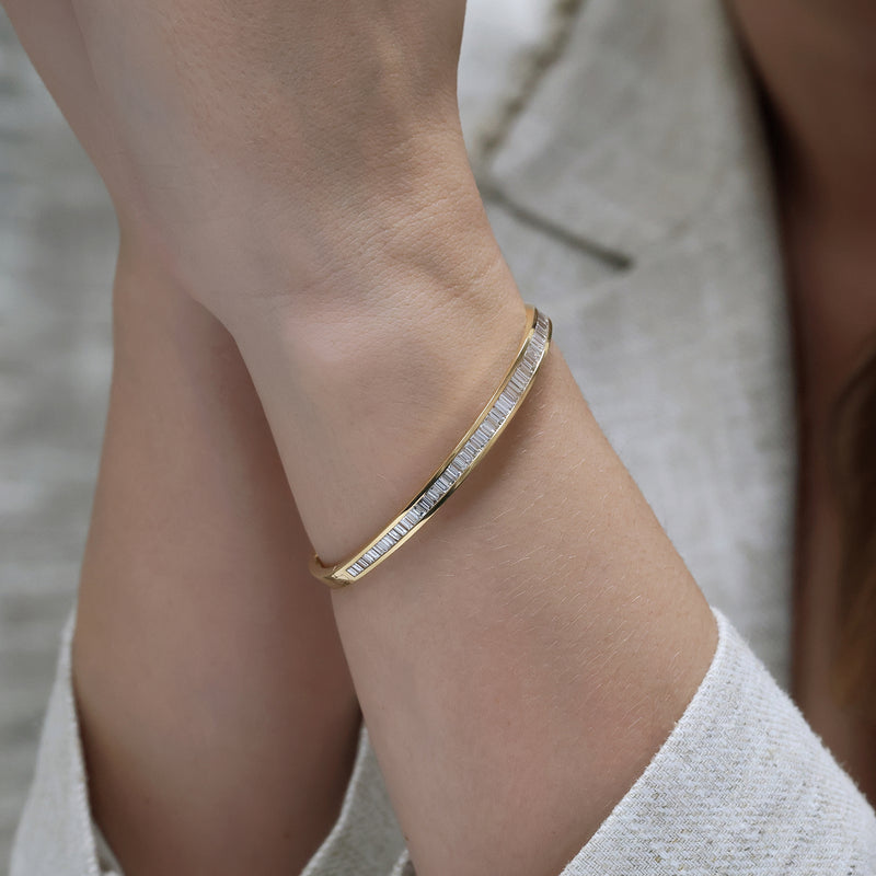 Berry's 18ct Rose Gold Baguette Cut Diamond Channel Set Bangle - Berry's Jewellers