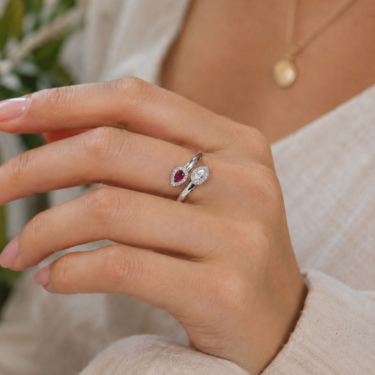 Berry's Platinum Toi et Moi Pear Cut Ruby and Diamond Two Stone Ring - Berry's Jewellers