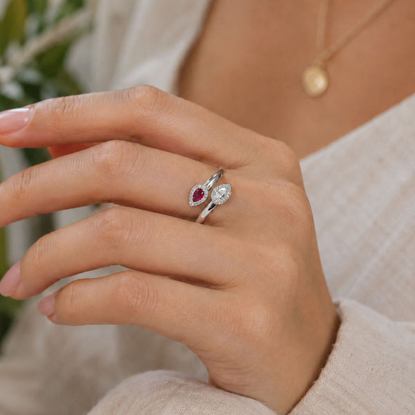 Berry's Platinum Toi et Moi Pear Cut Ruby and Diamond Two Stone Ring - Berry's Jewellers