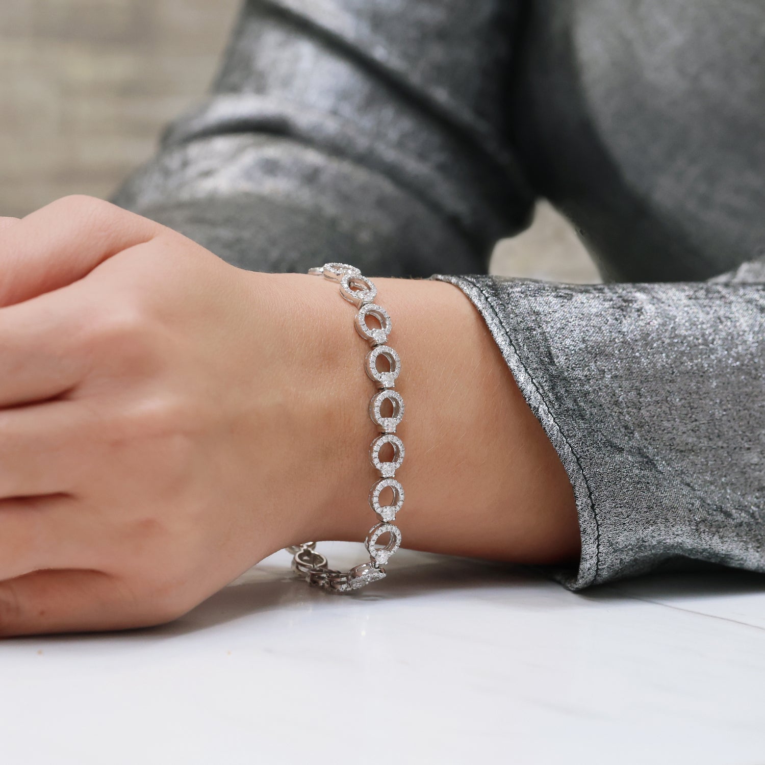 Berry's 18ct White Gold Diamond Set Circles Bracelet - Berry's Jewellers