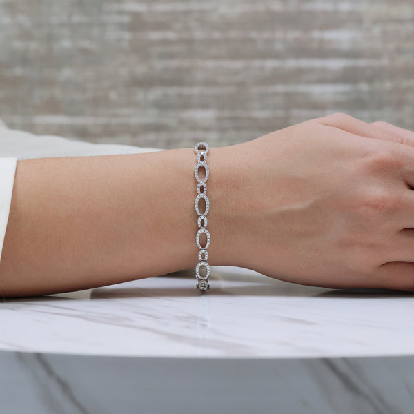 Berry's 18ct White Gold Diamond Set Oval Link Bracelet - Berry's Jewellers