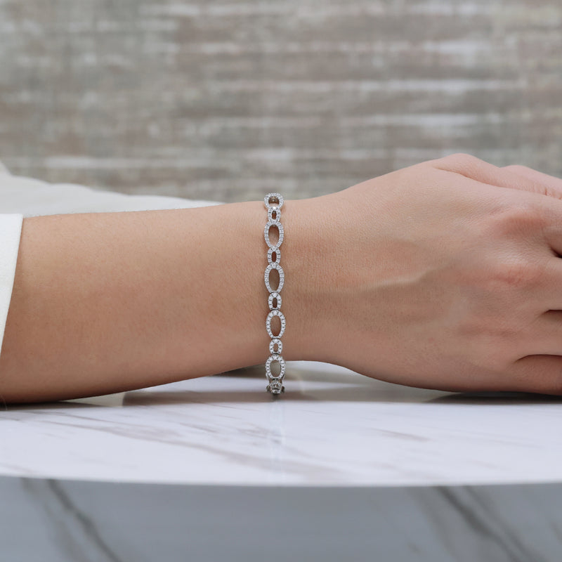 Berry's 18ct White Gold Diamond Set Oval Link Bracelet - Berry's Jewellers