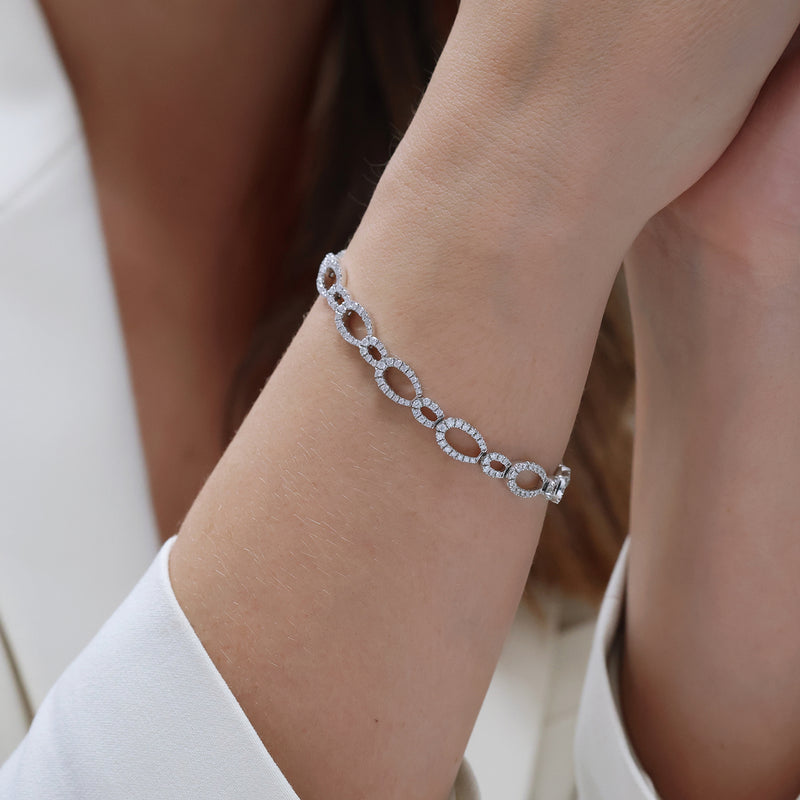Berry's 18ct White Gold Diamond Set Oval Link Bracelet - Berry's Jewellers