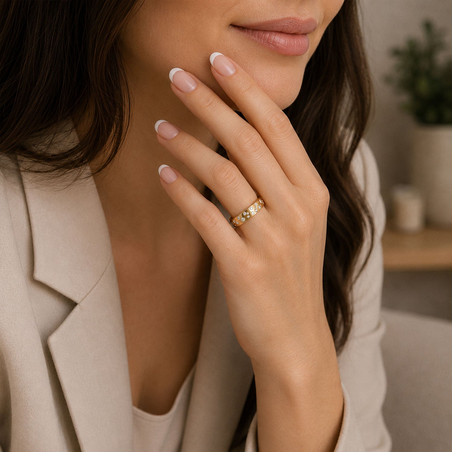 18ct Rose Gold Scattered Diamond Dress Ring