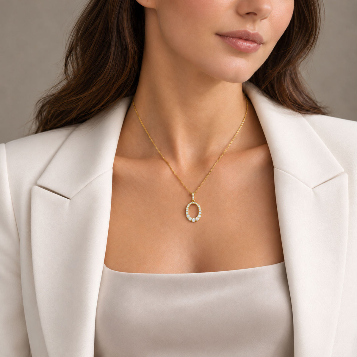 Berry's 18ct Yellow Gold Round Brilliant Cut Diamond Oval Open Pendant With A Diamond Set Bale - Berry's Jewellers