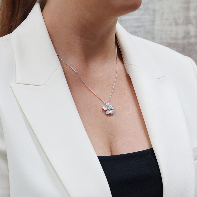 Berry's 18ct White Gold Diamond Flower Petal Pendant - Berry's Jewellers