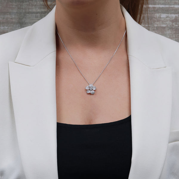 Berry's 18ct White Gold Diamond Flower Petal Pendant - Berry's Jewellers