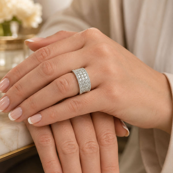 Platinum Concave Diamond Dress Ring