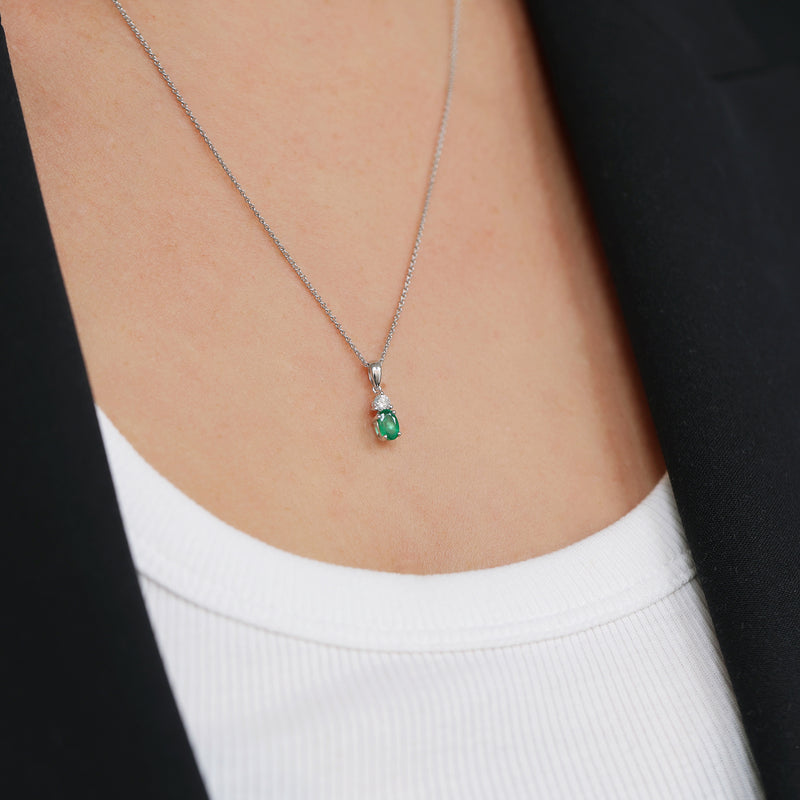 Berry's 18ct White Gold Emerald And Diamond Pendant - Berry's Jewellers