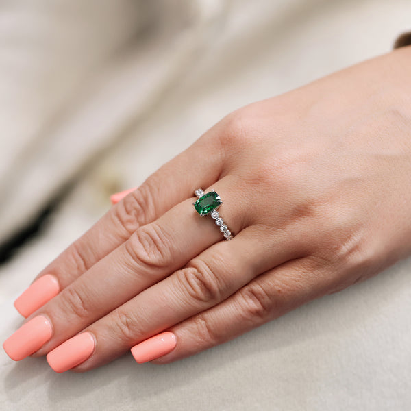 Berry's Platinum Tsavorite Ring With Diamond Set Shoulders - Berry's Jewellers