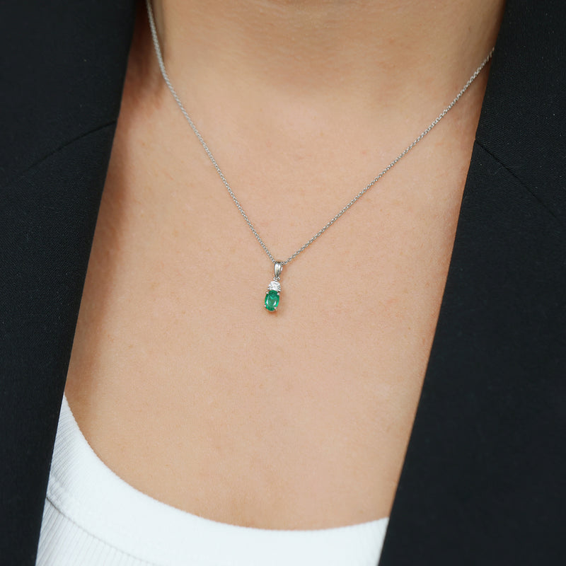 Berry's 18ct White Gold Emerald And Diamond Pendant - Berry's Jewellers