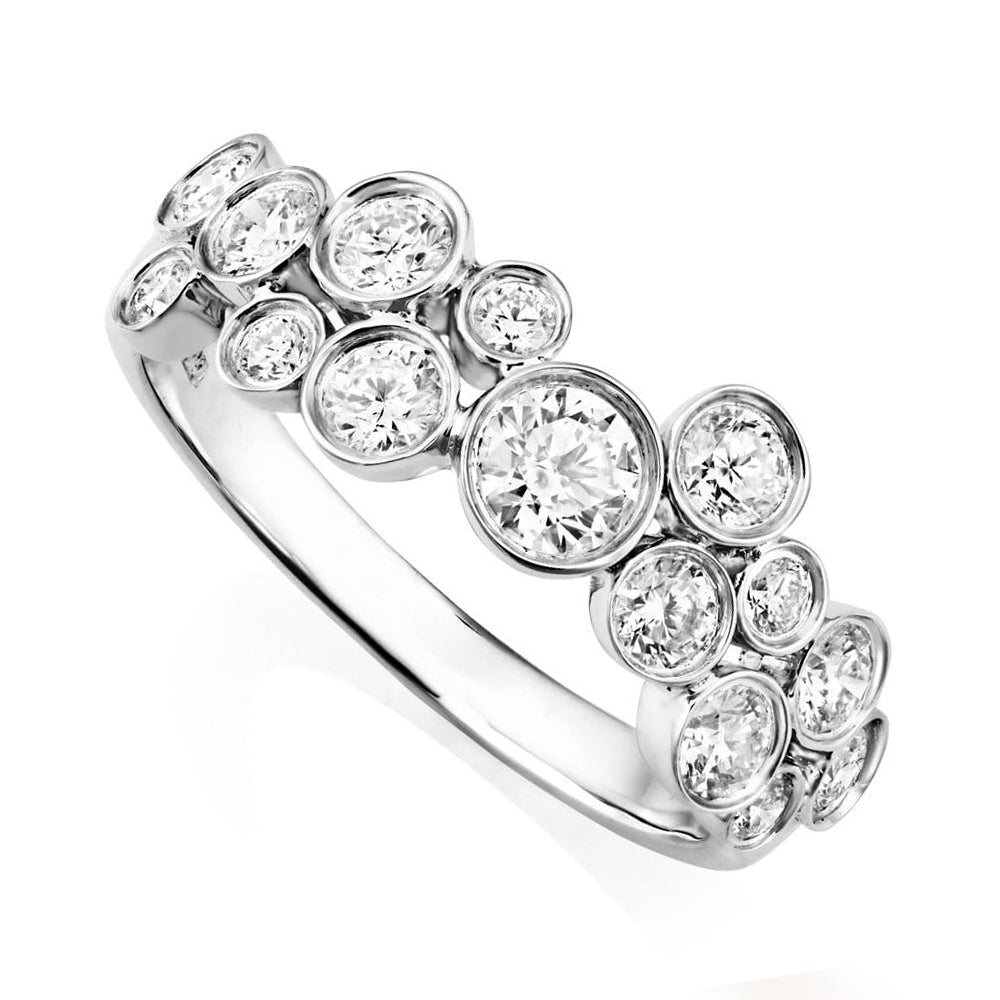 18ct White Gold Rub Over Diamond Dress Ring