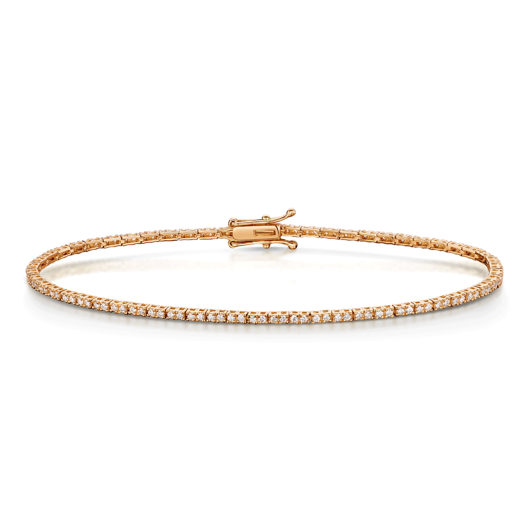 18ct Rose Gold Diamond Set Line Bracelet