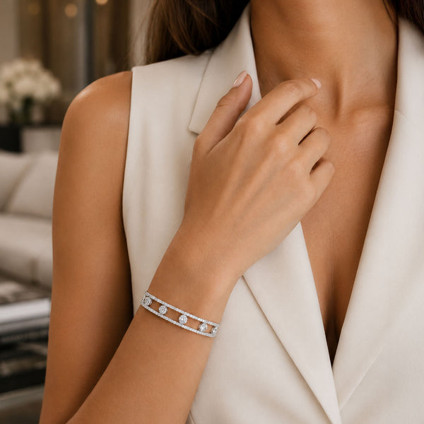 18ct White Gold Openwork Diamond Bangle