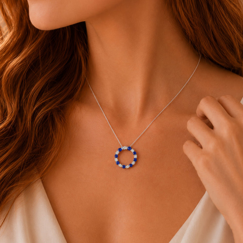 Berry's 18ct White Gold Sapphire & Diamond Circular Pendant - Berry's Jewellers