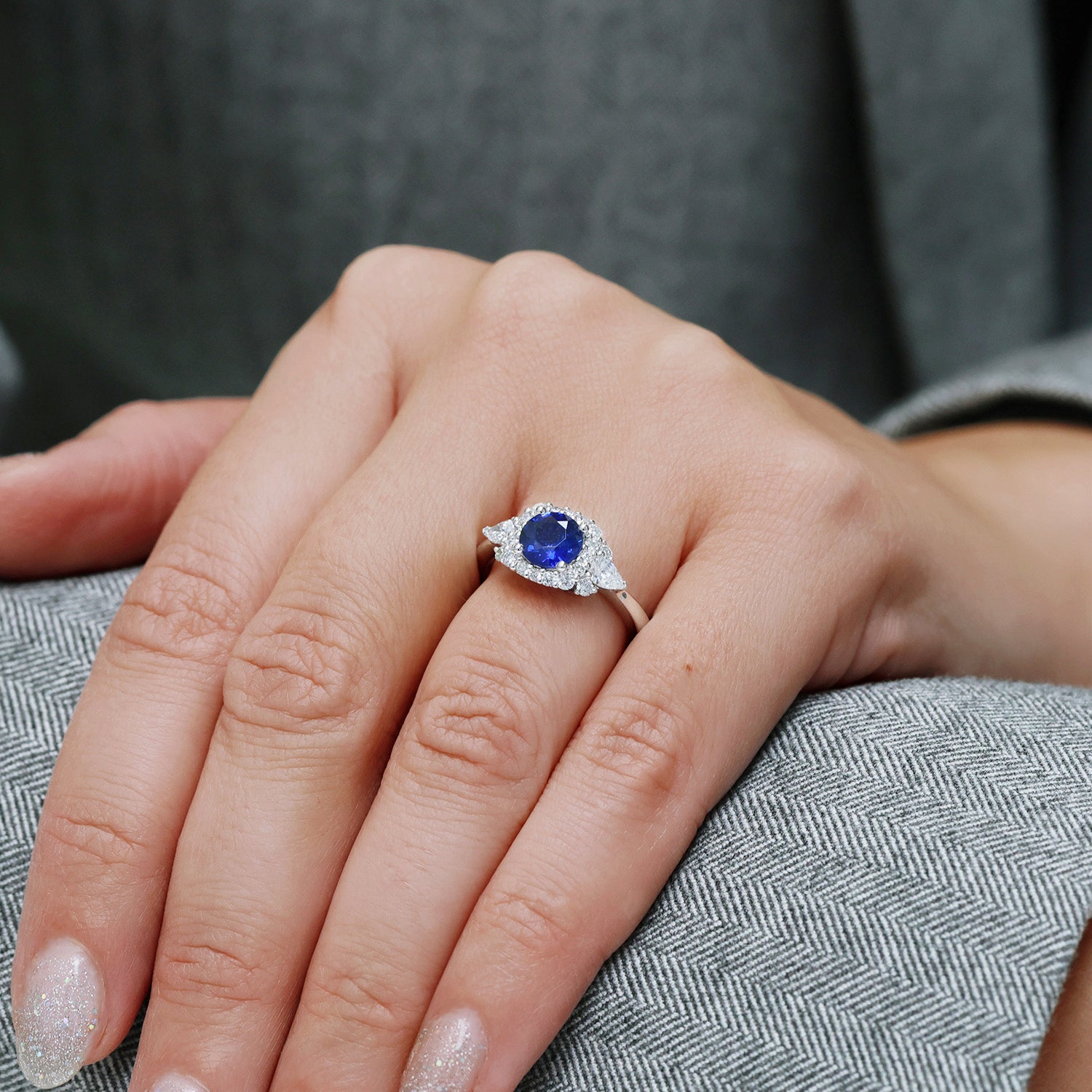Berry's Platinum Round Brilliant Cut Sapphire And Diamond Cluster Ring - Berry's Jewellers