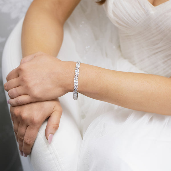 Berry's 18ct White Gold Oval Cut Diamond Fancy Halo Bracelet - Berry's Jewellers