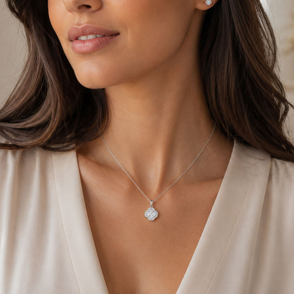 Berry's 18ct White Gold Oval, Marquise And Round Cut Diamond Cluster Pendant - Berry's Jewellers
