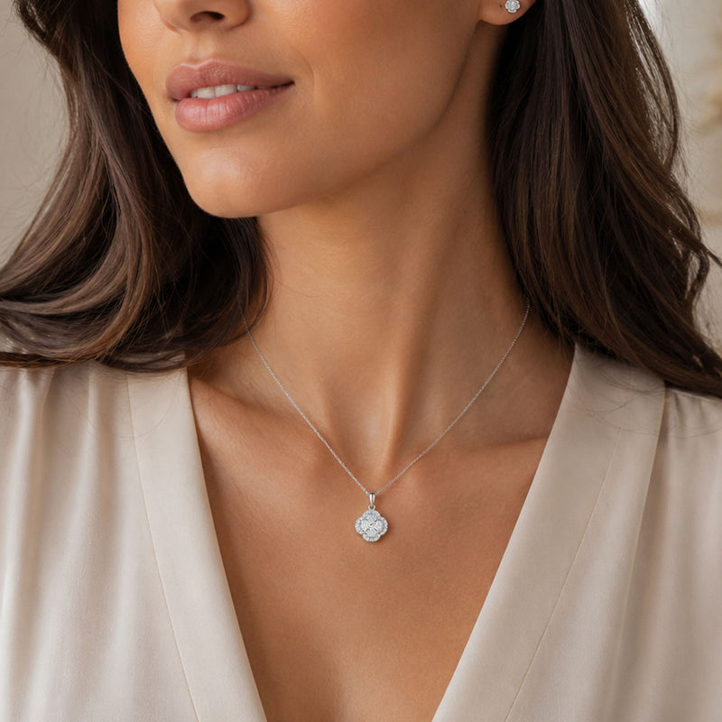 Berry's 18ct White Gold Oval, Marquise And Round Cut Diamond Cluster Pendant - Berry's Jewellers
