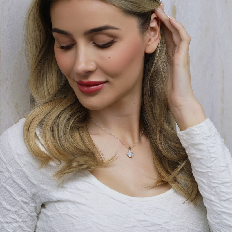 18ct White Gold Oval, Marquise And Round Cut Diamond Cluster Pendant