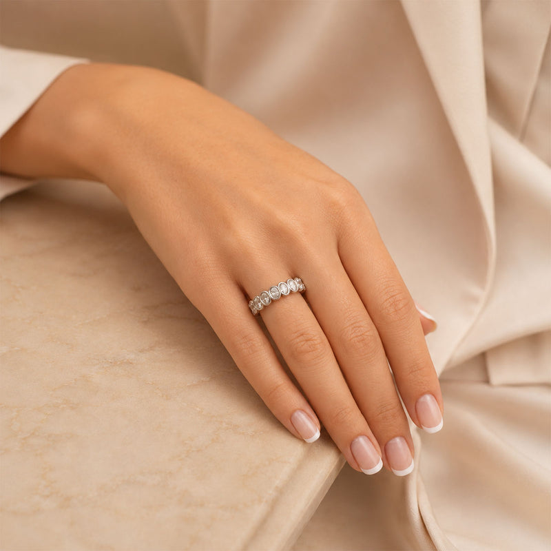Platinum Oval Cut Diamond Full Eternity Ring
