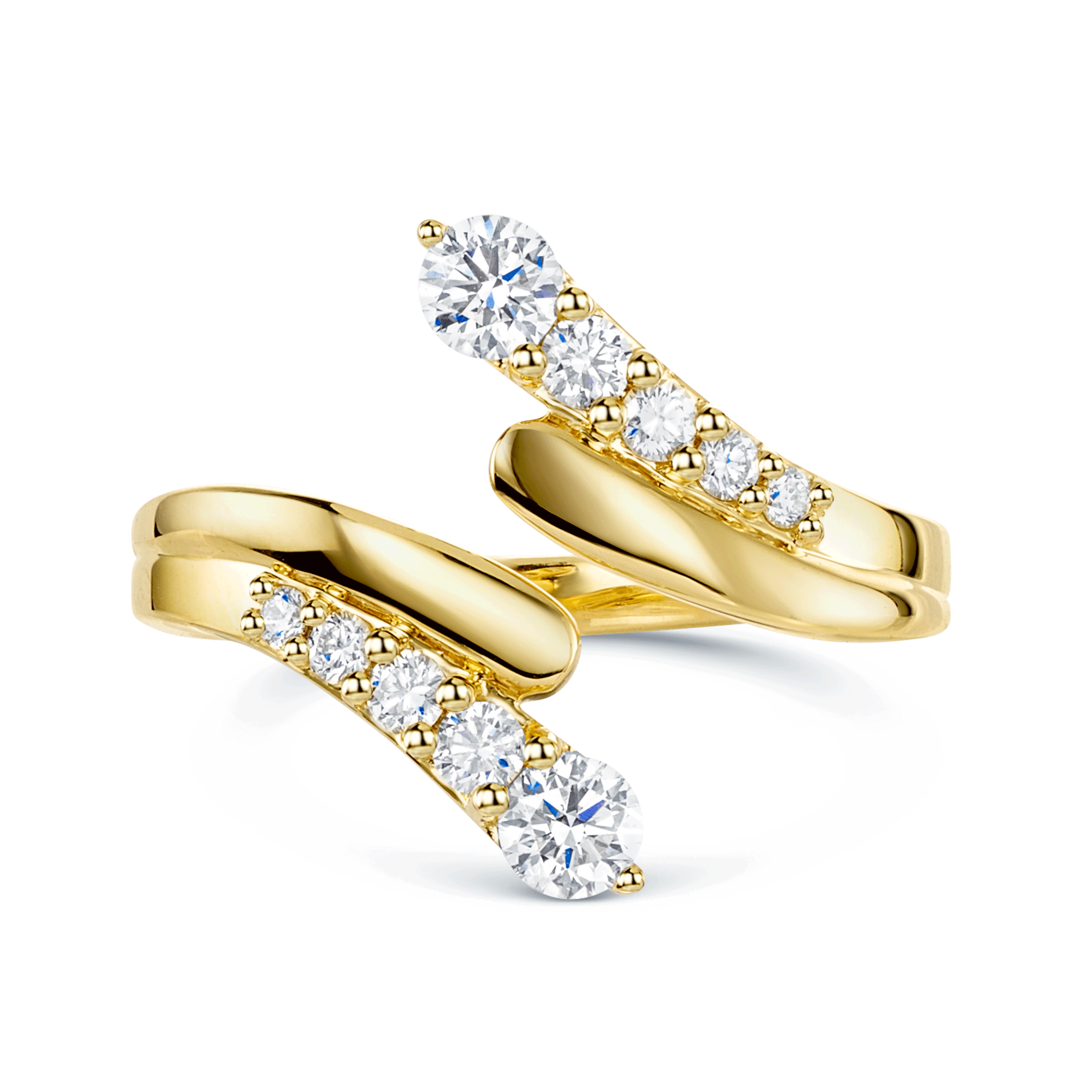 OPEIA Nova Collection Yellow Gold Round Brilliant Cut Diamond Wraparound Ring