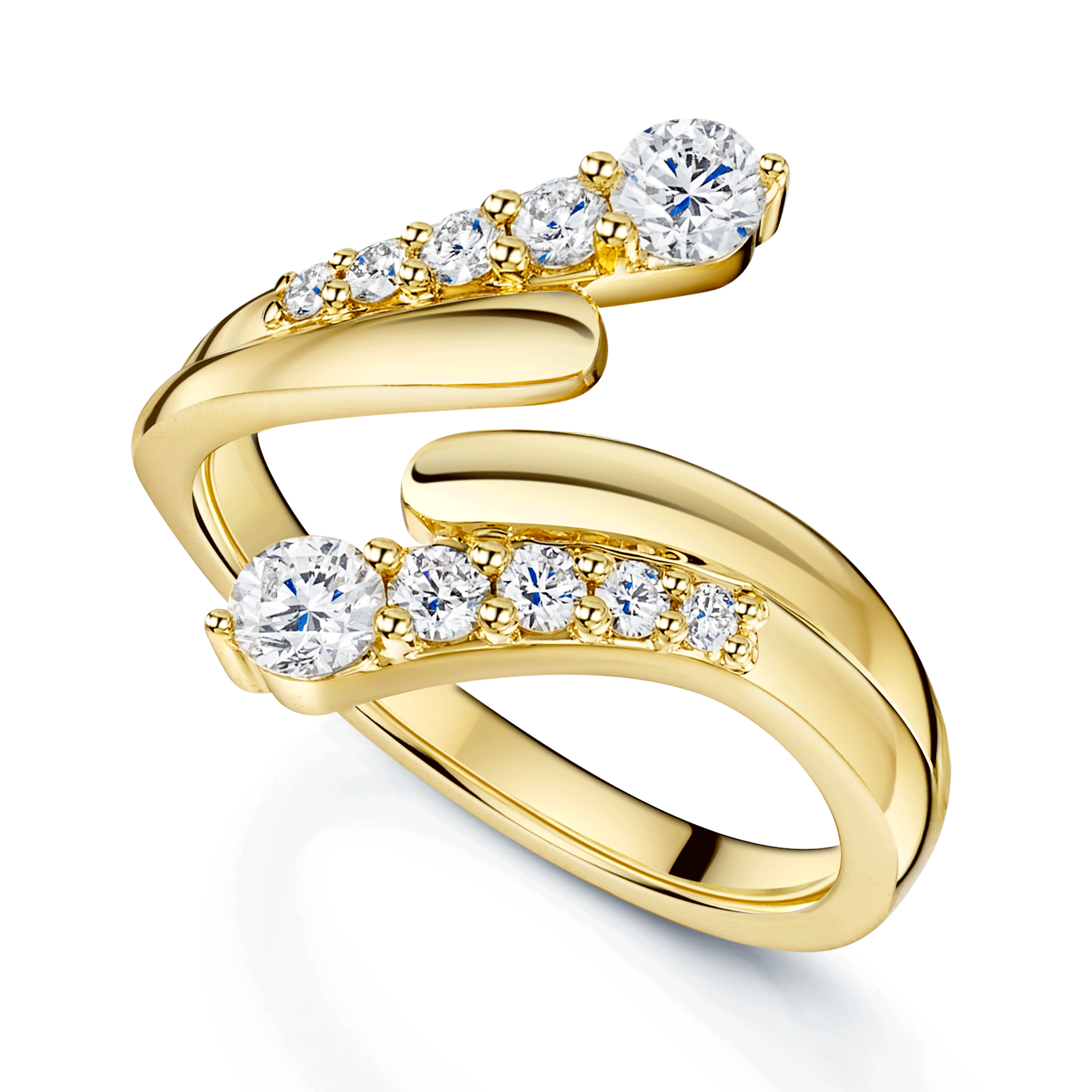 OPEIA Nova Collection Yellow Gold Round Brilliant Cut Diamond Wraparound Ring