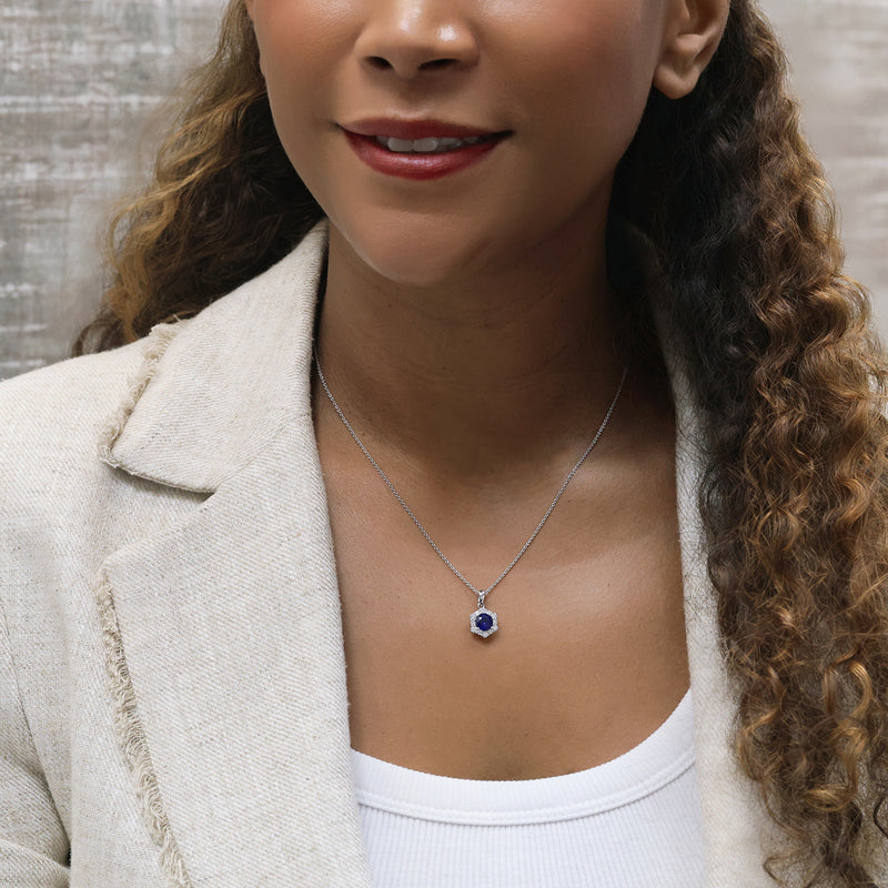 Berry's 18ct White Gold Sapphire And Diamond Flower Cluster Pendant - Berry's Jewellers