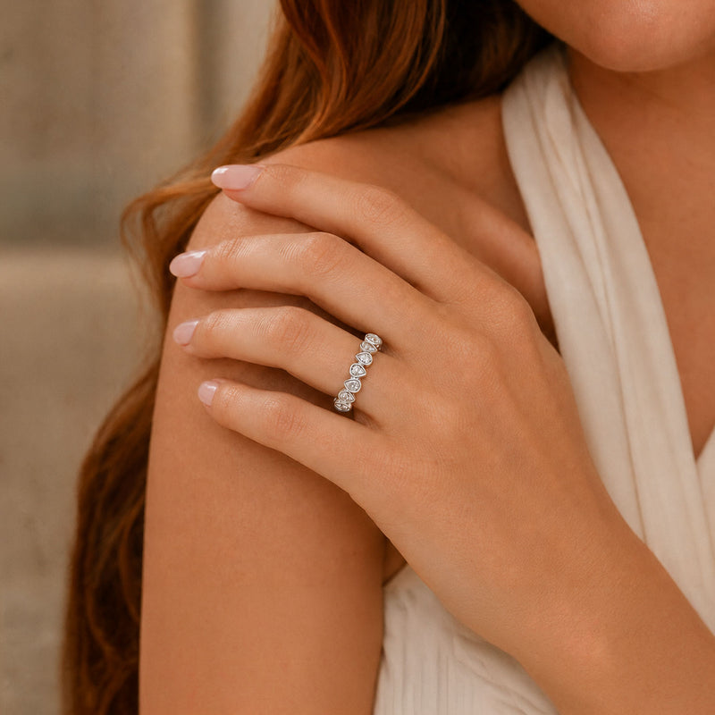 Platinum Pear Cut Half Eternity Ring