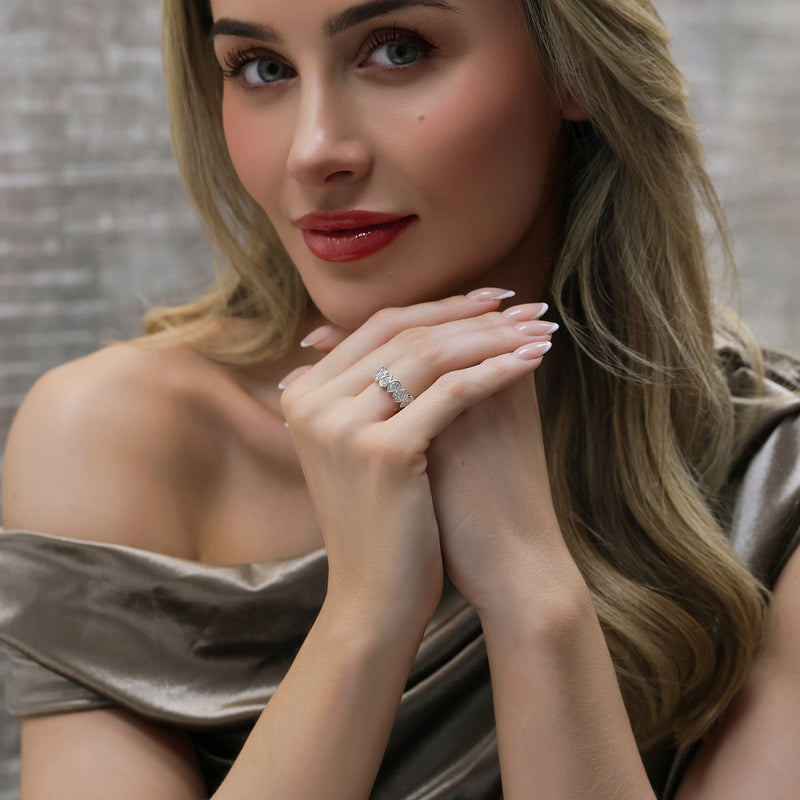 Platinum Pear Cut Half Eternity Ring