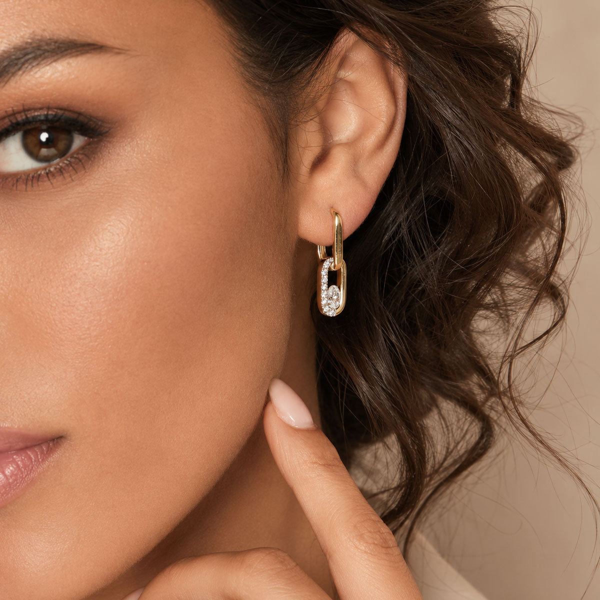 Berry's Verve Collection 18ct Yellow Gold Oval Cut Diamond Set Loop Drop Earrings - Berry's Jewellers