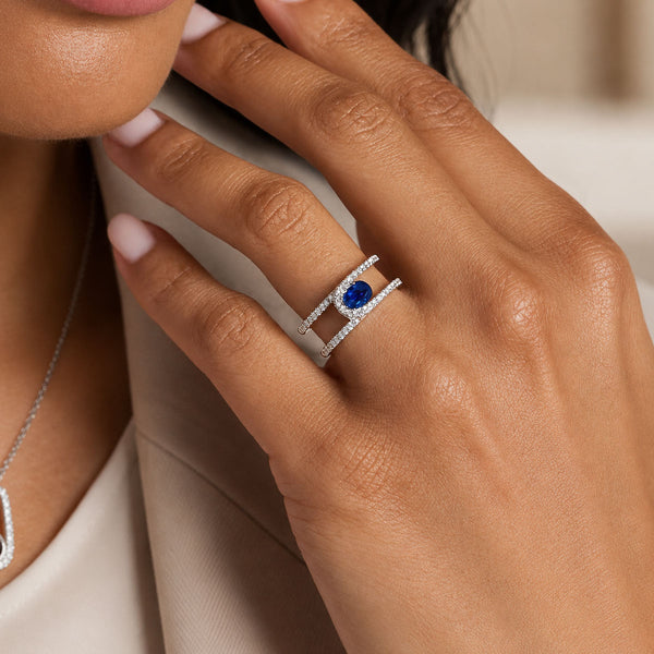 Berry's Verve Collection Platinum Oval Sapphire And Diamond Dress Ring - Berry's Jewellers
