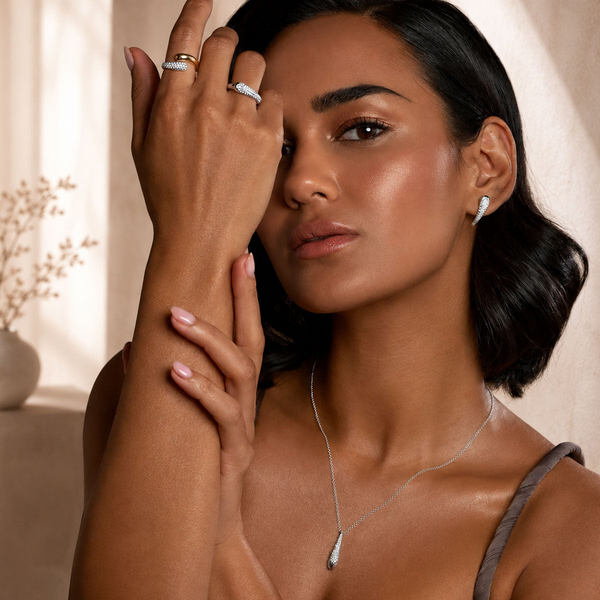 Ember Collection Platinum Diamond Pave Set Dress Ring