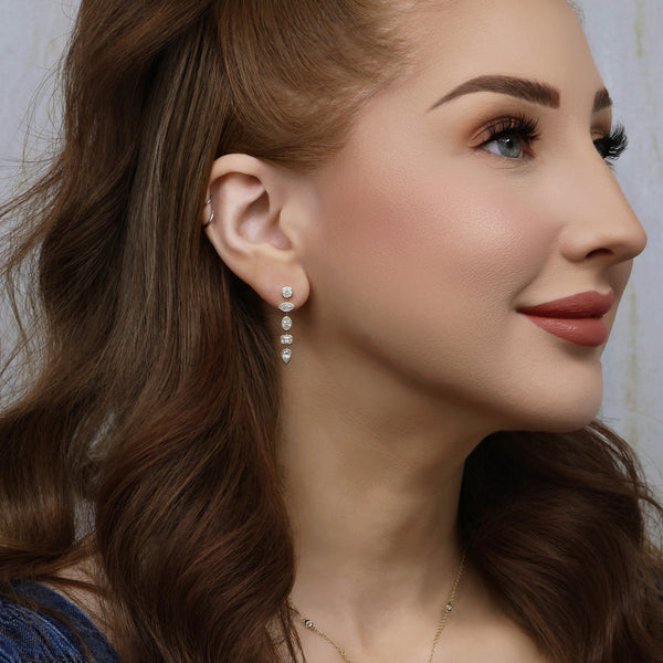 Berry's 18ct Yellow Gold Mixed Cut Diamond Drop Earrings - Berry's Jewellers