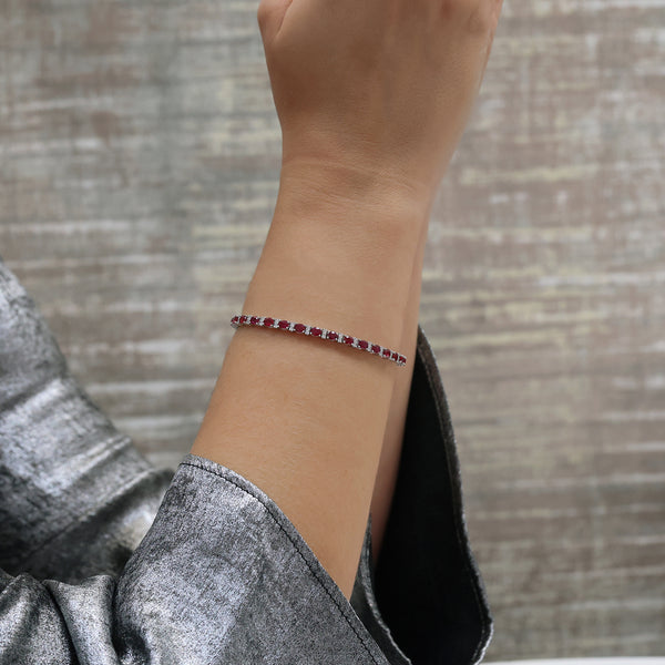 Berry's 18ct White Gold Ruby And Diamond Tennis Bracelet - Berry's Jewellers