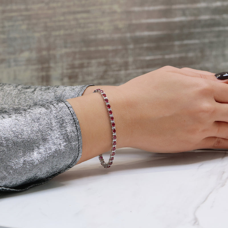 Berry's 18ct White Gold Ruby And Diamond Tennis Bracelet - Berry's Jewellers