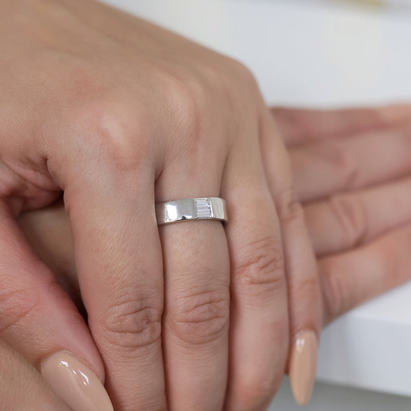 Berry's 18ct White Gold Baguette Diamond Wide Dress Ring - Berry's Jewellers