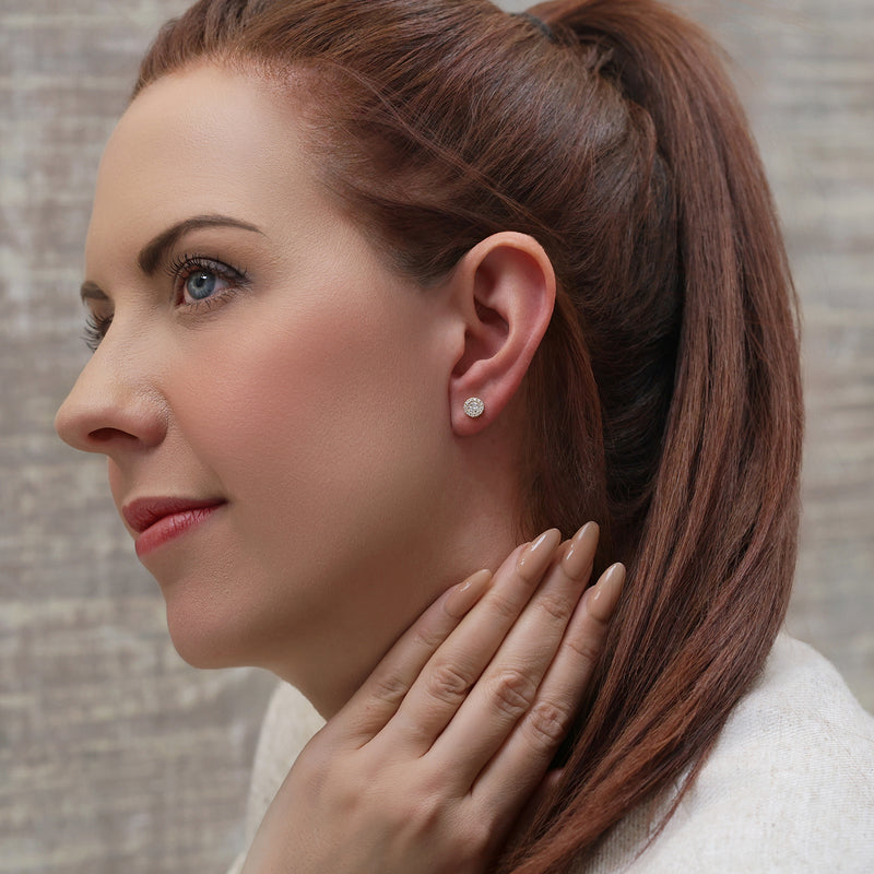 Berry's 18ct Yellow Gold Round Brilliant Cut Halo Stud Earrings - Berry's Jewellers