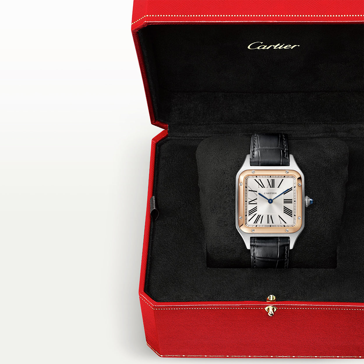 Santos Dumont Large & 18ct Pink Gold Steel Strap Watch