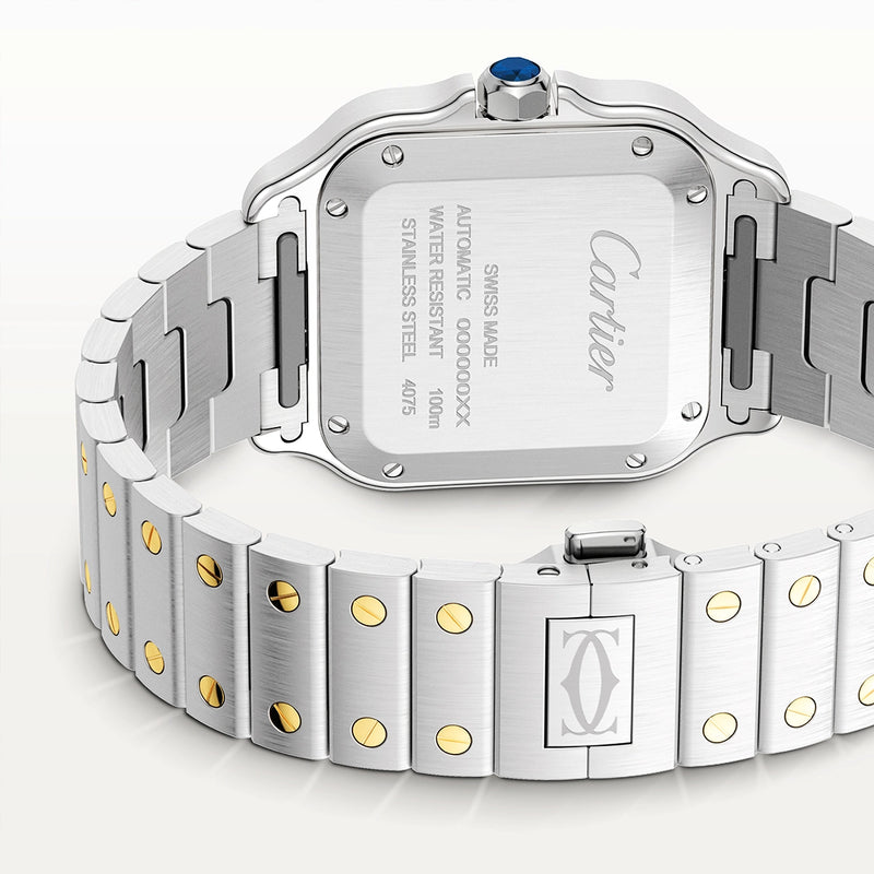 Cartier Santos de Cartier Medium Two-Tone Diamond Set Bezel Watch - Berry's Jewellers