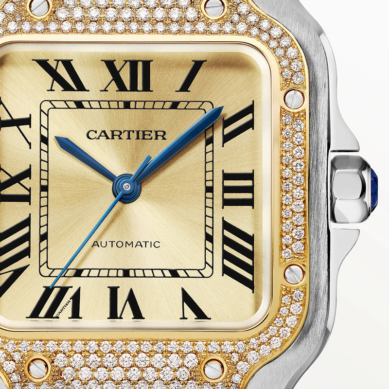 Cartier Santos de Cartier Medium Two-Tone Diamond Set Bezel Watch - Berry's Jewellers