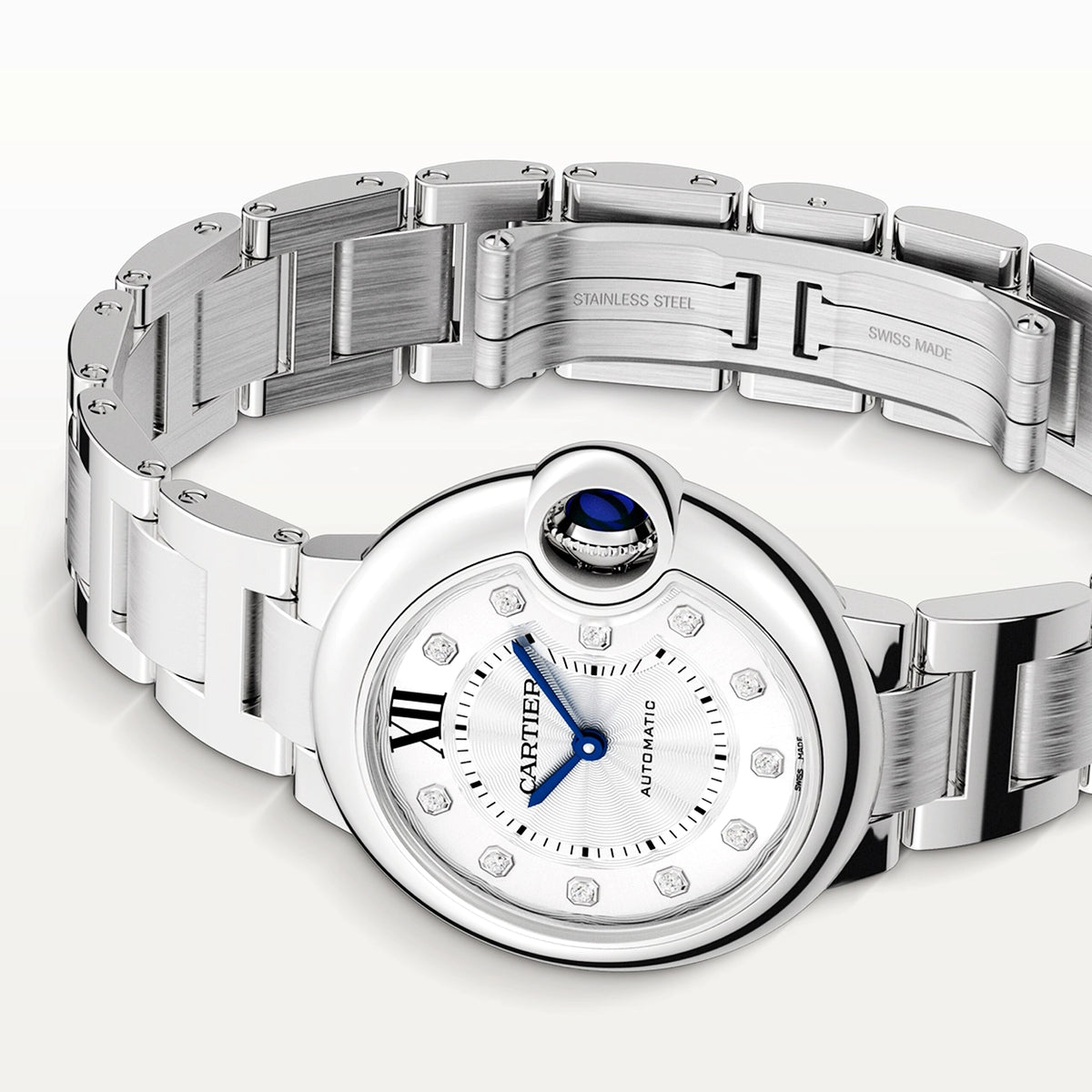 Cartier Ballon Bleu de Cartier 33mm Silver Diamond Dial Ladies Watch - Berry's Jewellers