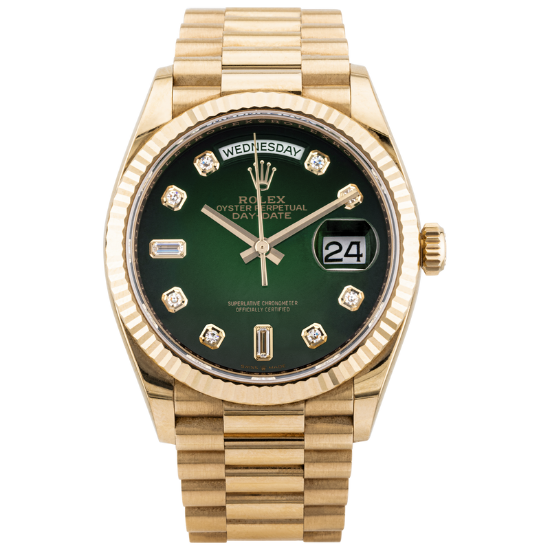 Rolex Day-Date 36mm 18ct Yellow Gold Green Ombre Dial Watch (2020)