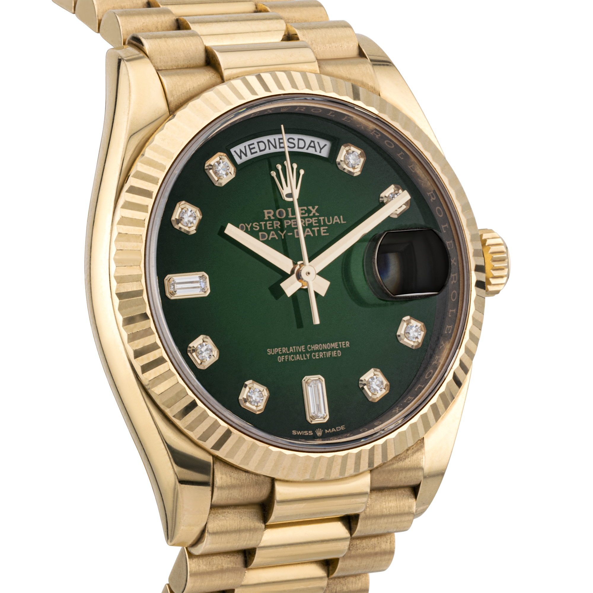 Rolex Day-Date 36mm 18ct Yellow Gold Green Ombre Dial Watch (2020) 128238