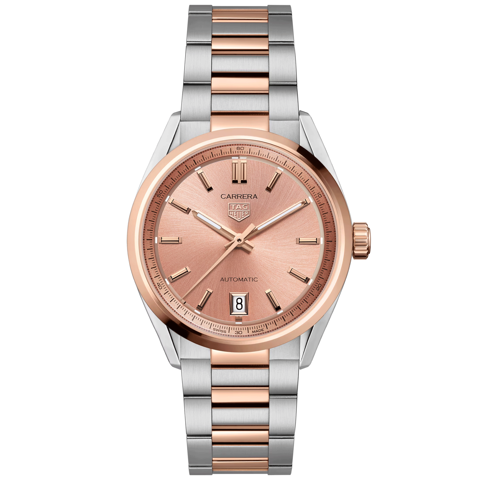 Carrera 36mm Two-Tone Rose Champagne Dial Ladies Bracelet Watch