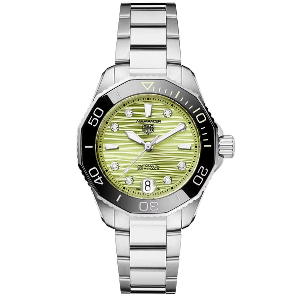 TAG Heuer Aquaracer 36mm Green Diamond Dial & Ceramic Bezel Ladies Watch - Berry's Jewellers