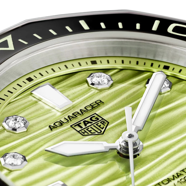TAG Heuer Aquaracer 36mm Green Diamond Dial & Ceramic Bezel Ladies Watch - Berry's Jewellers