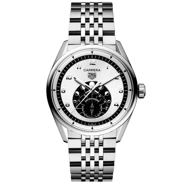 TAG Heuer Carrera Astronomer 39mm Silver Dial Mens Automatic Bracelet Watch - Berry's Jewellers