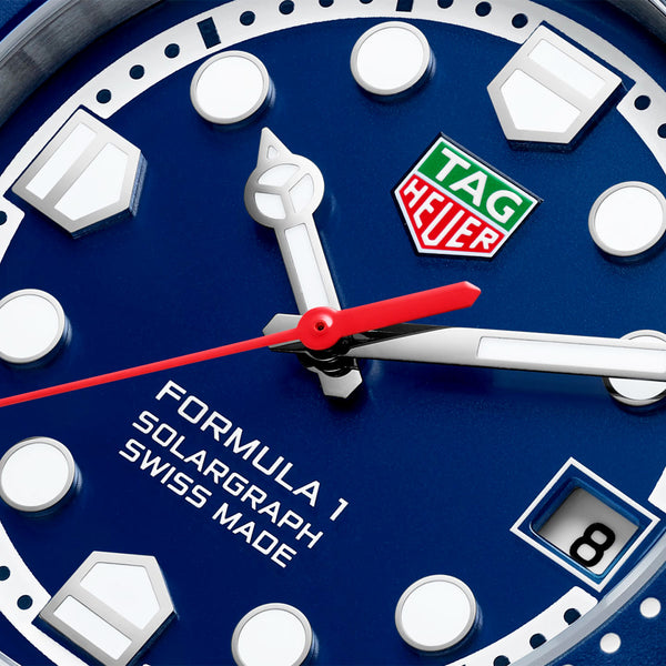 TAG Heuer Formula 1 Solargraph 38mm Blue Dial Mens Bracelet Watch - Berry's Jewellers